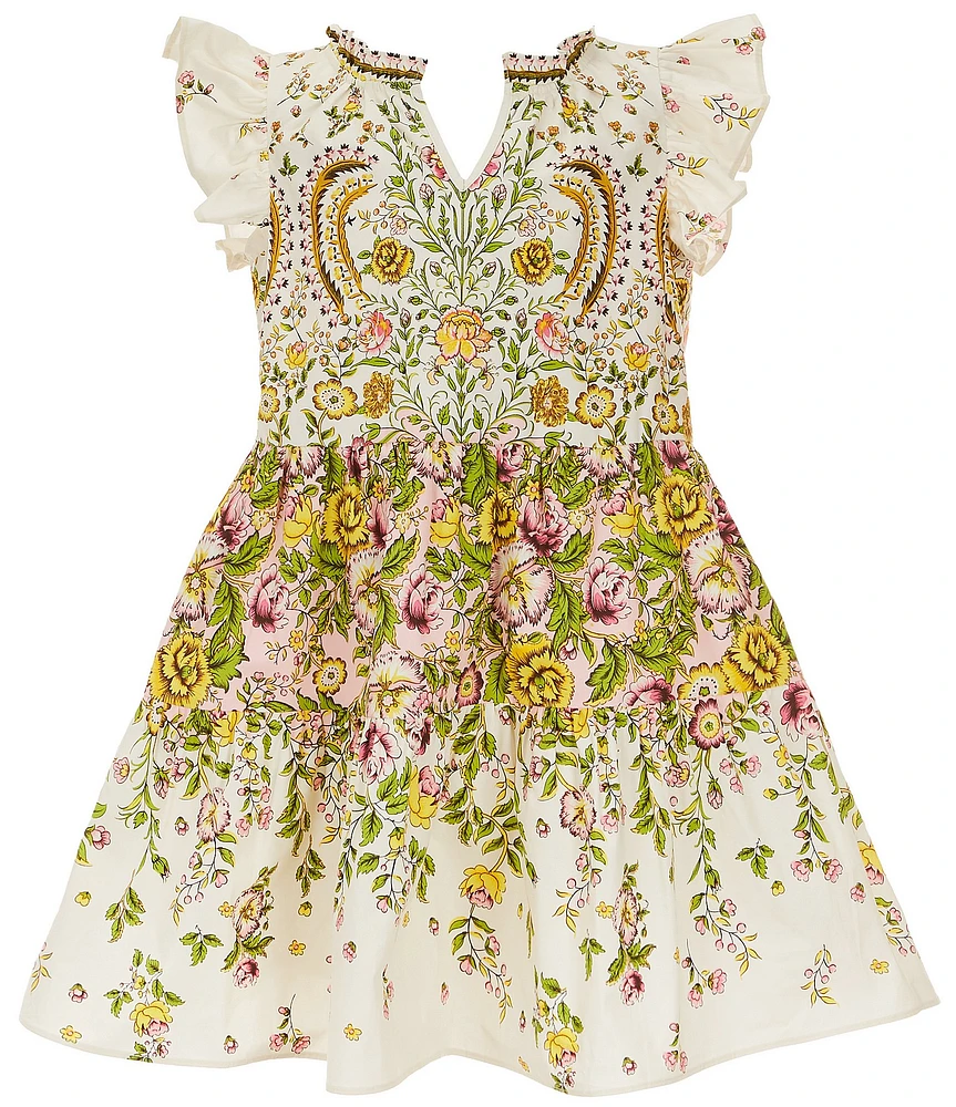 A Loves A Big Girls 7-16 Floral Ruffle Cap Sleeve A-Line Tiered Dress