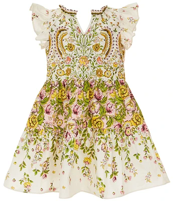 A Loves A Big Girls 7-16 Floral Ruffle Cap Sleeve A-Line Tiered Dress