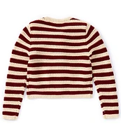 A Loves A Big Girls 7-16 Long Sleeve Knit Striped Button Front Cardigan