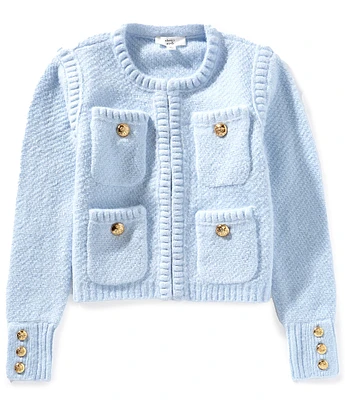 A Loves A Big Girls 7-16 Gold Button Four Pocket Cardigan