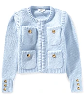 A Loves A Big Girls 7-16 Gold Button Four Pocket Cardigan