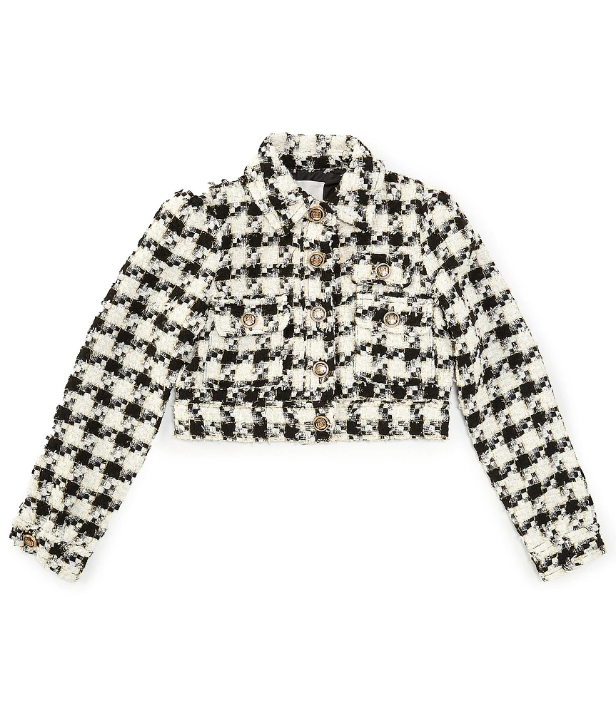 A Loves A Big Girls 7-16 Long Sleeve Houndstooth Cropped Jacket