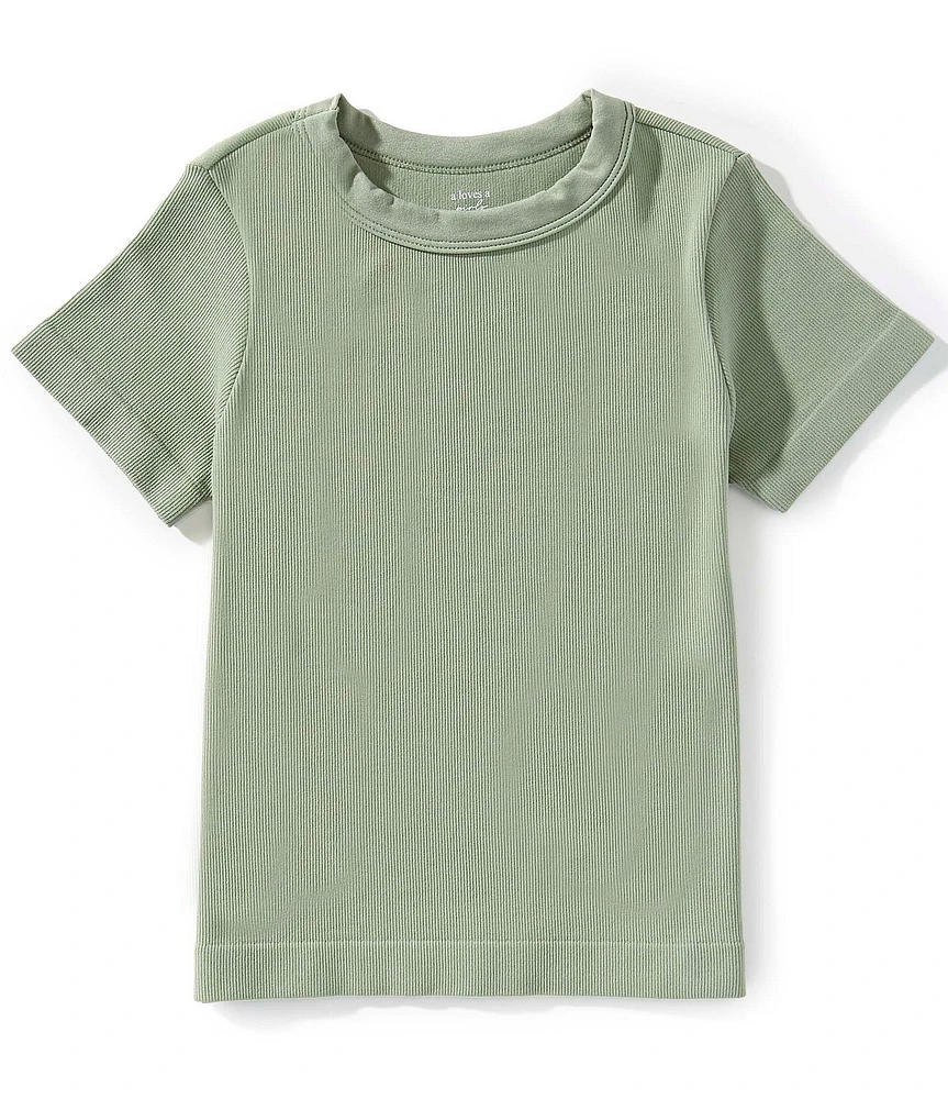 A Loves A Big Girls Ribbed Knit Short Sleeve T-Shirt