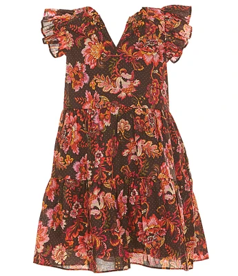 A Loves A Big Girls 7-16 Ruffle Cap Sleeve Floral A-Line Tiered Dress