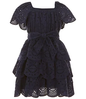 A Loves A Big Girls 7-16 Short Sleeve Eyelet Tiered Maxi Dress