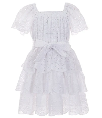 A Loves A Big Girls 7-16 Short Sleeve Eyelet Tiered Maxi Dress