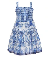 A Loves A Big Girls 7-16 Floral Print Sleeveless Smocked Dress