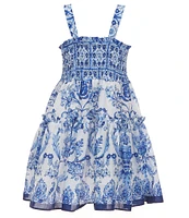 A Loves A Big Girls 7-16 Floral Print Sleeveless Smocked Dress
