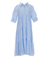 A Loves A Big Girls 7-16 Striped Balloon Sleeve A-Line Midi Dress