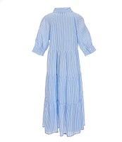 A Loves A Big Girls 7-16 Striped Balloon Sleeve A-Line Midi Dress