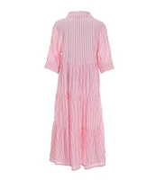 A Loves A Big Girls 7-16 Striped Balloon Sleeve A-Line Midi Dress