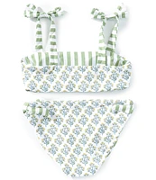 A Loves A Big Girls 7-16 Floral/Stripe Tie Shoulder Bralette Two-Piece Swimsuit