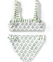 A Loves A Big Girls Reversible Floral/Stripe Tie Shoulder Bralette Two-Piece Swimsuit
