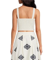 A Loves A Woven Embroidered Sleeveless Tank Strap Sweetheart Neckline Cropped Coordinating Bralette Top