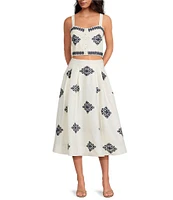 A Loves A Woven Embroidered Sleeveless Tank Strap Sweetheart Neckline Cropped Coordinating Bralette Top