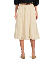 A Loves A Corduroy High Rise Smocked Waist Belted A-Line Coordinating Midi Skirt