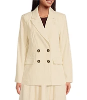 A Loves A Corduroy Notch Lapel Double Breasted Long Sleeve Button Front Blazer