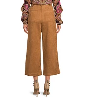 A Loves A Faux Suede Belted High Rise Wide Leg Coordinating Cropped Pants