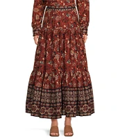 A Loves A Floral Print Woven High Rise Tiered A-Line Coordinating Maxi Skirt