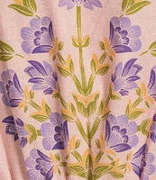 A Loves A Floral Printed Long Sleeve V-Neck Self Tie Maxi Dress