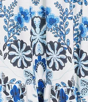 A Loves A Floral Woven Spaghetti Strap Square Neck Shift Flounce Midi Dress
