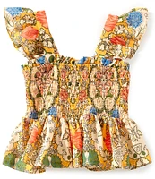 A Loves A Big Girls 7-16 Ruffle Sleeve Smocked Baby Doll Top