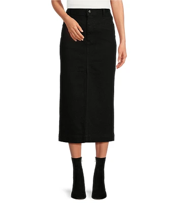 A Loves A High Rise Denim Slit Front Pencil Midi Skirt