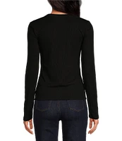 A Loves A Knit Ribbed Scoop Neck Long Sleeve Tee Shirt