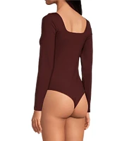 A Loves A Knit Square Neck Long Sleeve Open Back Bodysuit