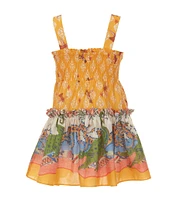 A Loves A Little Girls Square Neck Sleeveless Smocked Dress