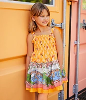 A Loves A Little Girls Square Neck Sleeveless Smocked Dress