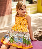 A Loves A Little Girls Square Neck Sleeveless Smocked Dress