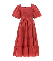 A Loves A Little Girls 2T-6X Bubble Sleeve Smocked Bodice Tier Dress