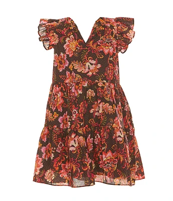 A Loves A Little Girls 2T-6X Floral Print Ruffle Cap Sleeve A-Line Tiered Dress