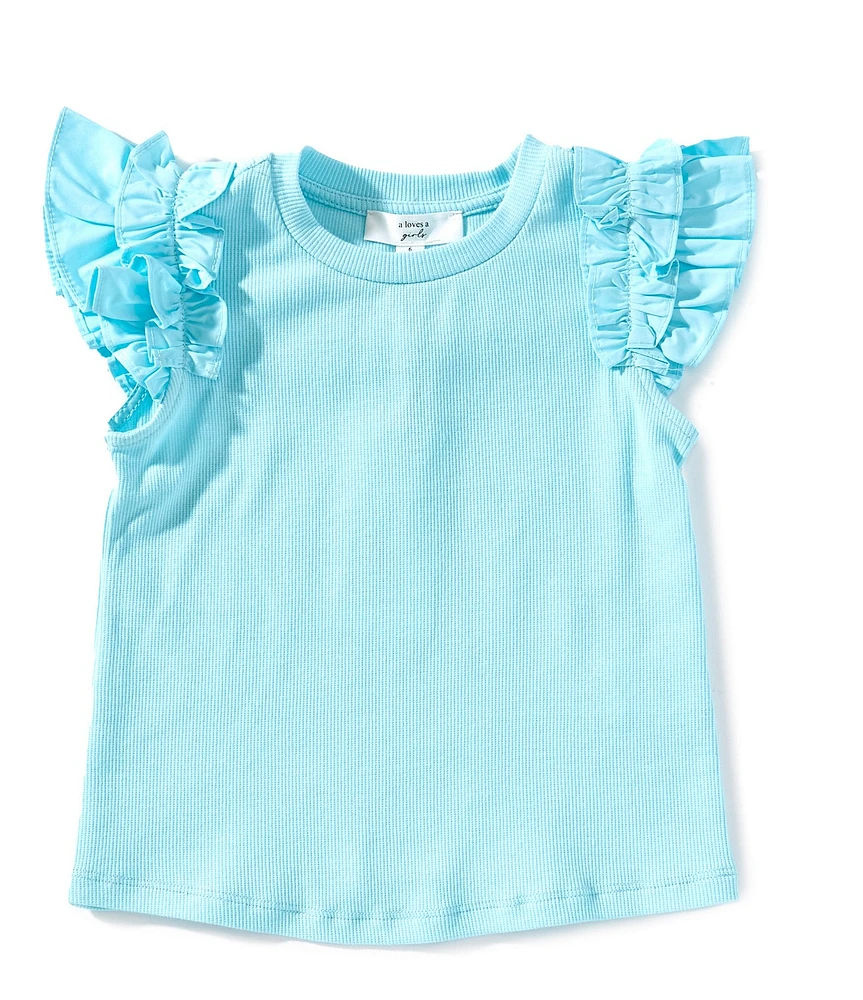 A Loves A Little Girls 2T-6X Flutter Sleeve Ribbed Tank