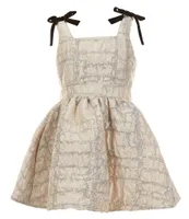 A Loves A Little Girls 2T-6X Glitter Velvet Bow Party Dress