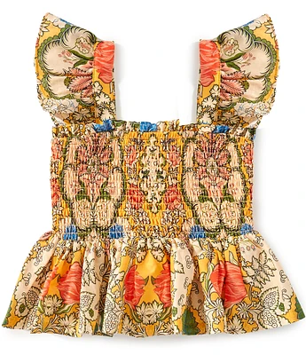 A Loves A Little Girls 2T-6X Ruffle Sleeve Smocked Baby Doll Top