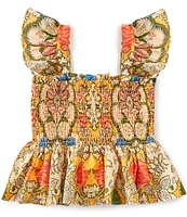 A Loves A Little Girls 2T-6X Ruffle Sleeve Smocked Baby Doll Top