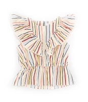 A Loves A Little Girls 2T-6X Ruffle Sleeve Striped Top