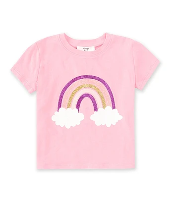 A Loves A Little Girls 2T-6X Short Sleeve Glitter Rainbow T-Shirt