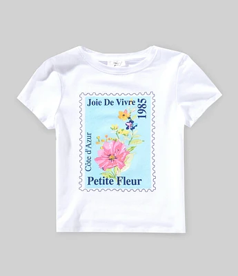 A Loves A Little Girls 2T-6X Short Sleeve Joie De vivre 1985 Post Stamp Graphic T-Shirt