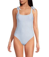 A Loves A Reversible Chevron Flower Bandeau Tie Shoulder One Piece Swimsuit