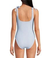 A Loves A Reversible Chevron Flower Bandeau Tie Shoulder One Piece Swimsuit