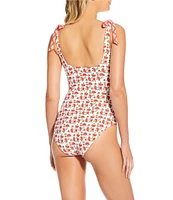 A Loves A Reversible Rio Flower Tie Shoulder Scoop Neck One Piece Swimsuit
