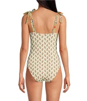 A Loves A Reversible Versailles Floral Bandeau Tie Shoulder One Piece Swimsuit