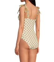 A Loves A Reversible Versailles Floral Bandeau Tie Shoulder One Piece Swimsuit