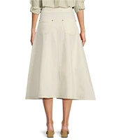 A Loves A Stretch Denim High Rise A-Line Volume Flounce Midi Skirt