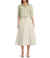 A Loves A Stretch Denim High Rise A-Line Volume Flounce Midi Skirt