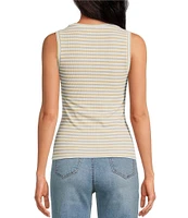 A Loves A Stripe Ribbed Knit Scoop Neck Sleeveless Tank