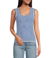 A Loves A Stripe Ribbed Knit Scoop Neck Sleeveless Tank